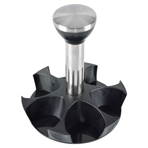 Porta condimentos de vidro com 06 unidades com suporte de inox