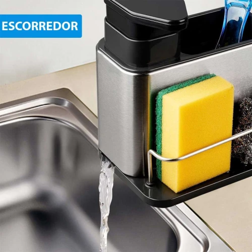 Porta detergente/bucha inox dosador 9847