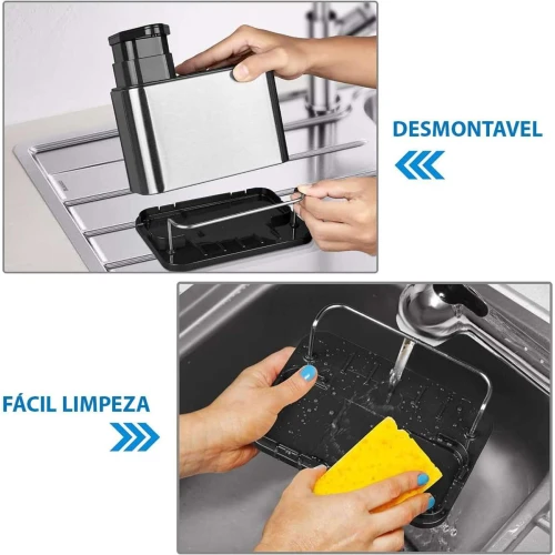 Porta detergente/bucha inox dosador 9847