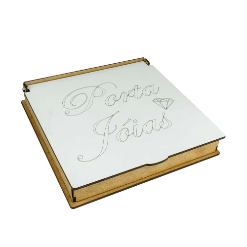 Porta jóias caixa de mdf com divisórias 21x21x3cm sortidos