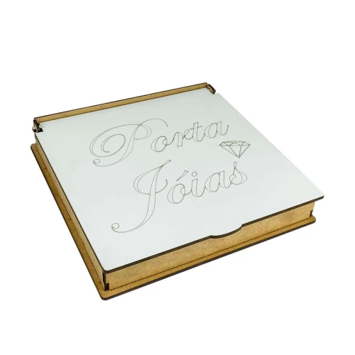Porta jóias caixa de mdf com divisórias 21x21x3cm sortidos