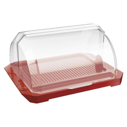 Porta pão quadrado acrílico retrátil vermelho Uz Utilidades