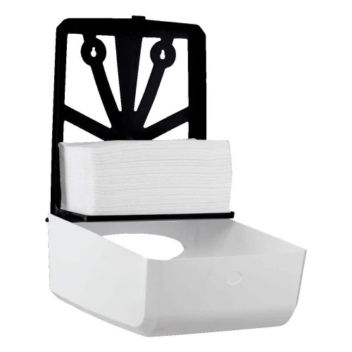 Porta papel toalha interfolhas branco com logo Moinho Porta papel toalha interfolhas branco com logo Moinho