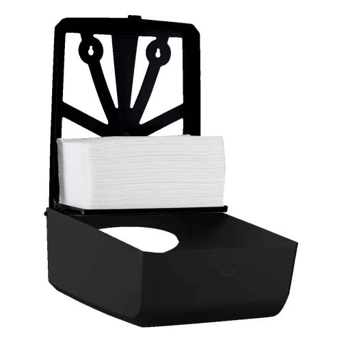 Porta papel toalha interfolhas preto com logo Moinho Porta papel toalha interfolhas preto com logo Moinho