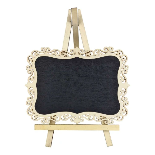 Porta recado madeira com tripé e moldura decorada 20x27cm Brilha Festa