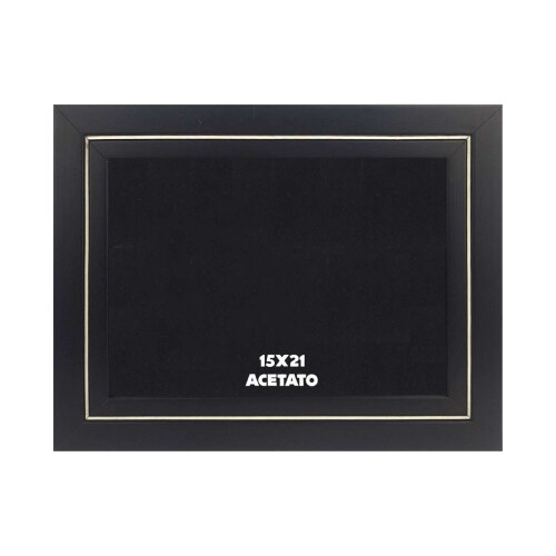 Porta retrato 15x21 madeira acetato preto e branco