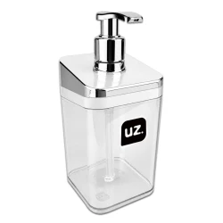 Porta sabonete líquido 350ml branco com prata Uz. Utilidades