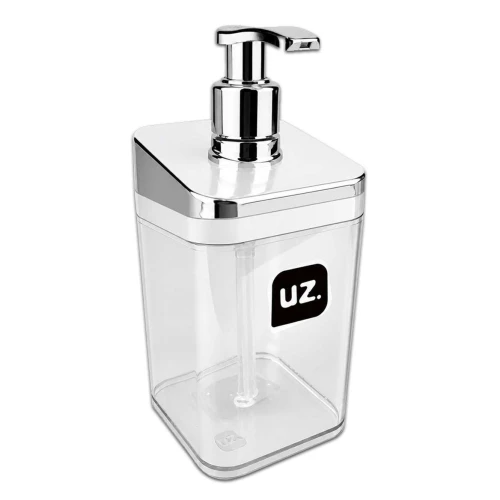 Porta sabonete líquido 350ml branco com prata Uz. Utilidades Porta sabonete líquido 350ml branco com prata Uz. Utilidades