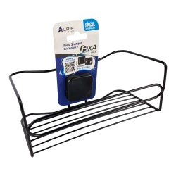 Porta shampoo de metal preto com ventosa Alpif
