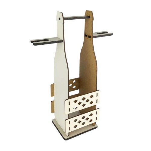 Porta taça e garrafa de mdf decoração 37x26x11cm