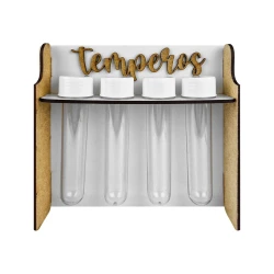Porta temperos MDF com 04 tubetes sortido