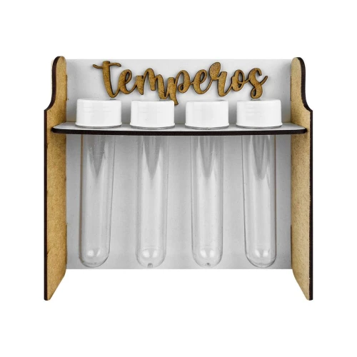 Porta temperos MDF com 04 tubetes sortido