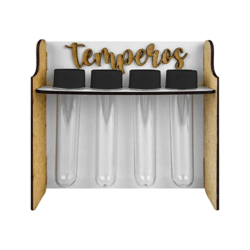 Porta temperos MDF com 04 tubetes sortido
