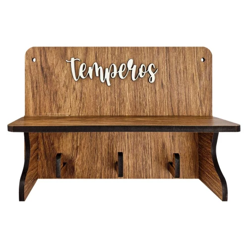 Porta temperos MDF com ganchos para pendurar sortido