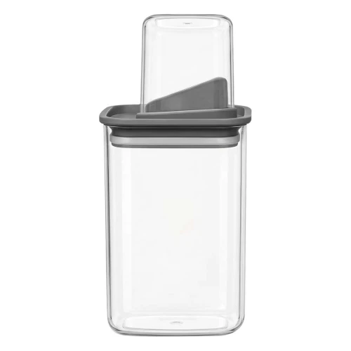 Pote acrílico hermético com dosador 1000ml cinza Vaeso Pote acrílico hermético com dosador 1000ml cinza Vaeso
