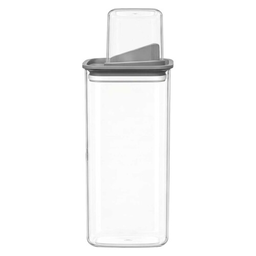 Pote acrílico hermético com dosador 1500ml cinza Vaeso Pote acrílico hermético com dosador 1500ml cinza Vaeso