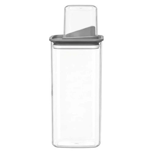 Pote acrílico hermético com dosador 1500ml cinza Vaeso Pote acrílico hermético com dosador 1500ml cinza Vaeso