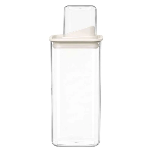 Pote acrílico hermético com dosador 1500ml off-white Vaeso Pote acrílico hermético com dosador 1500ml off-white Vaeso