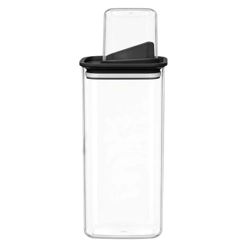 Pote acrílico hermético com dosador 1500ml preto Vaeso Pote acrílico hermético com dosador 1500ml preto Vaeso
