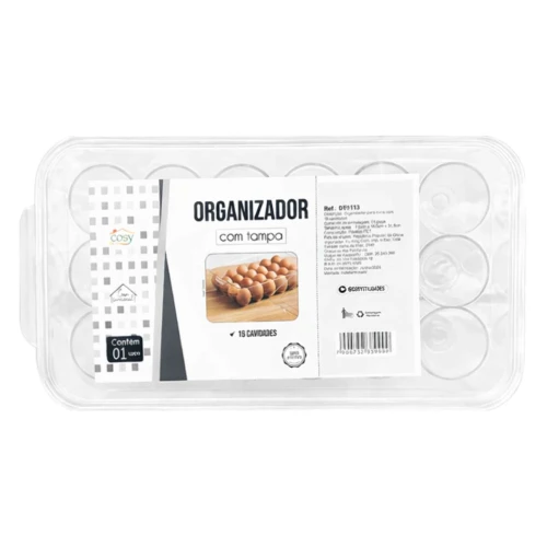 Pote acrílico porta ovos com tampa 18 lugares