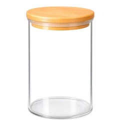 Pote de vidro hermético 1000ml com tampa de bambu