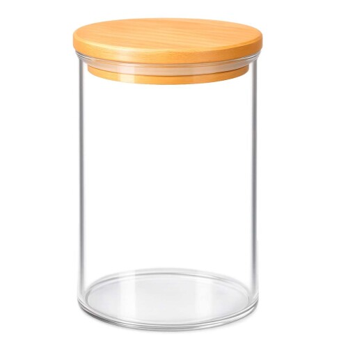 Pote de vidro hermético 1000ml com tampa de bambu Pote de vidro hermético 1000ml com tampa de bambu