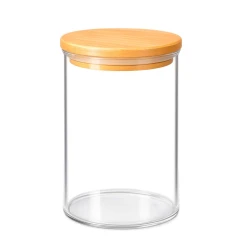 Pote de vidro hermético 750ml com tampa de bambu