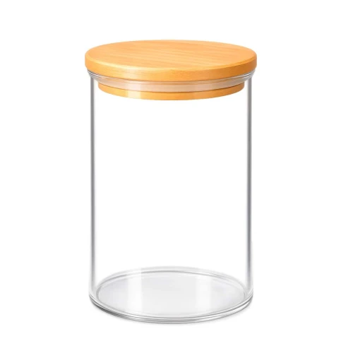 Pote de vidro hermético 750ml com tampa de bambu Pote de vidro hermético 750ml com tampa de bambu