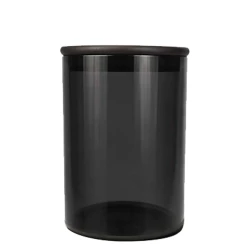 Pote de vidro hermetico fume 800ml tampa bambu