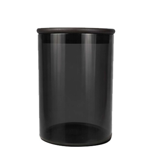 Pote de vidro hermetico fume 800ml tampa bambu