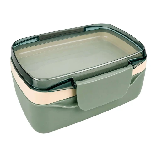 Pote plástico com 2 divisórias e com trava 1250ml pistache Vaeso Pote plástico com 2 divisórias e com trava 1250ml pistache Vaeso