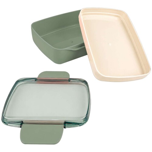 Pote plástico com 2 divisórias e com trava 1250ml pistache Vaeso Pote plástico com 2 divisórias e com trava 1250ml pistache Vaeso