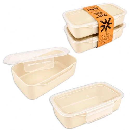 Pote plástico com trava 1000ml com 02 unidades Off White Vaeso