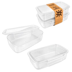 Pote plástico com trava 1000ml com 02 unidades Transparente Vaeso