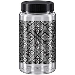 Pote plástico decorado persa 1450ml preto 3421