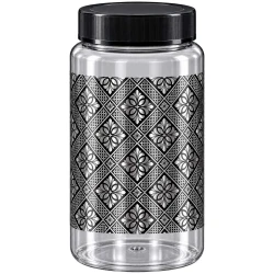 Pote plástico decorado persa 1450ml preto 3421