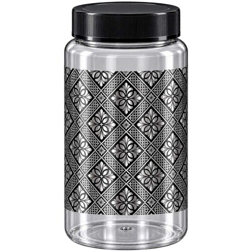 Pote plástico decorado persa 1450ml preto 3421 Pote plástico decorado persa 1450ml preto 3421