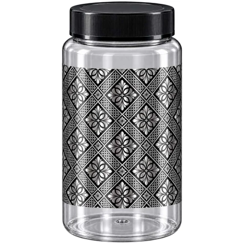 Pote plástico decorado persa 1450ml preto 3421 Pote plástico decorado persa 1450ml preto 3421