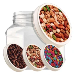 Pote plástico diamante tampa decorada 1000ml