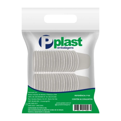 Pote plástico para molho 50ml com 40 unidades para delivery PPlast