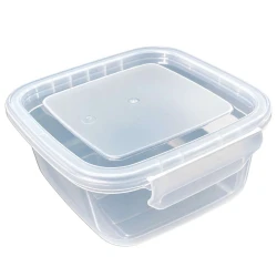 Pote plástico quadrada com trava 850ml transparente