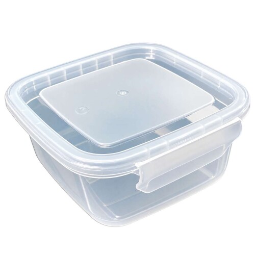Pote plástico quadrada com trava 850ml transparente Pote plástico quadrada com trava 850ml transparente