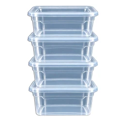 Pote plástico quadrado 270ml com 04 unidades