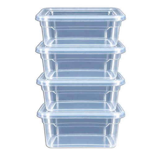 Pote plástico quadrado 270ml com 04 unidades