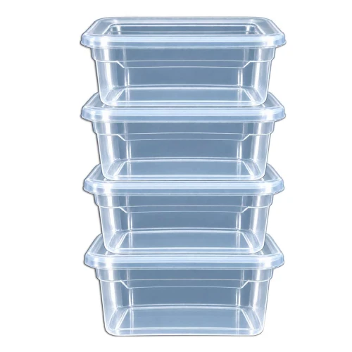 Pote plástico quadrado 270ml com 04 unidades Pote plástico quadrado 270ml com 04 unidades