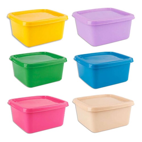 Pote plástico quadrado 700ml cores sortidas