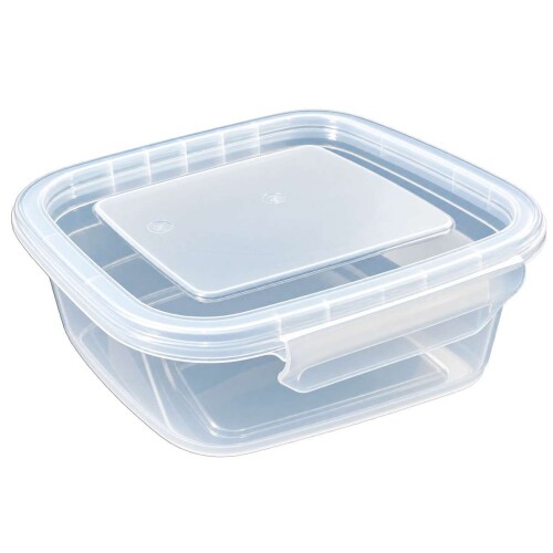 Pote plástico quadrado com trava 1500ml transparente Pote plástico quadrado com trava 1500ml transparente