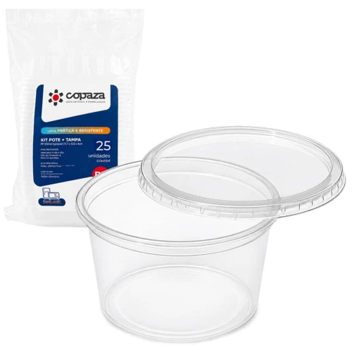 Pote plástico redondo Freezer micro-ondas 25x250ml Pote plástico redondo Freezer micro-ondas 25x250ml