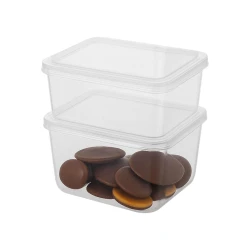 Pote plástico retangular com 02 unidades sortidos 1300ml Ercaplast