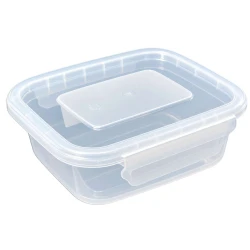 Pote plástico retangular com trava 1400ml transparente
